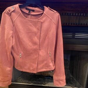 White House Black Market Blush Pink Blazer with Gold Accents